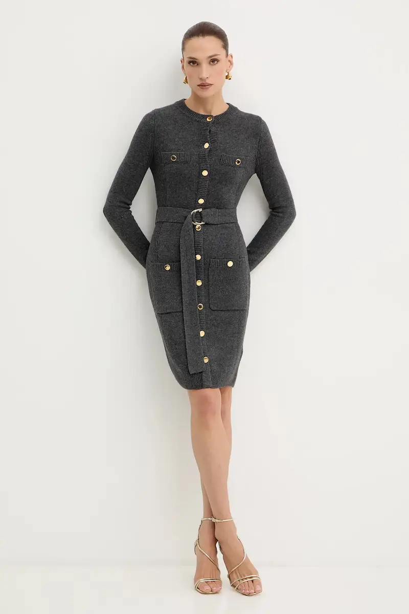 vestito con cashmere AFRAH colore grigio 5BGK43 5893Z miniatura 2