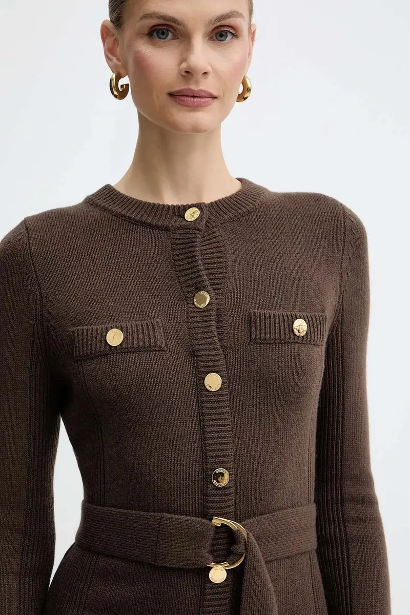 vestito con cashmere AFRAH colore marrone 5BGK43 5893Z miniatura 4