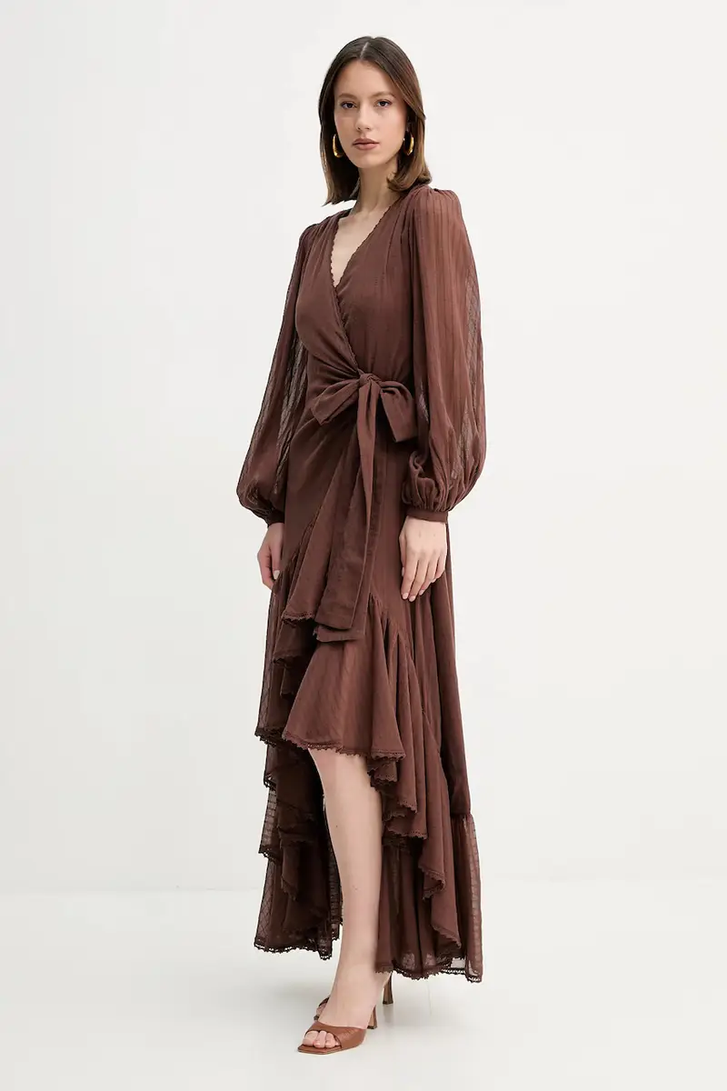 vestito in cotone ELSA colore marrone 5GGK53 7317A miniatura 2