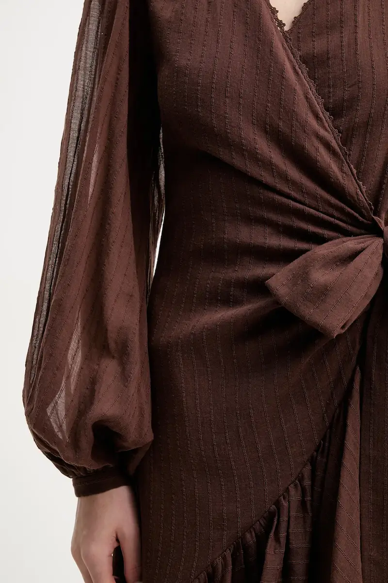 vestito in cotone ELSA colore marrone 5GGK53 7317A miniatura 5