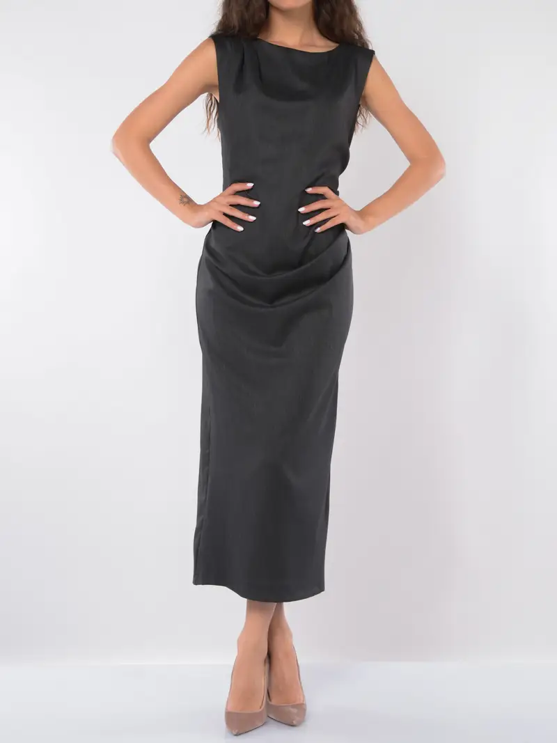 abito lungo da donna Marella tubino con pieghe Grigio