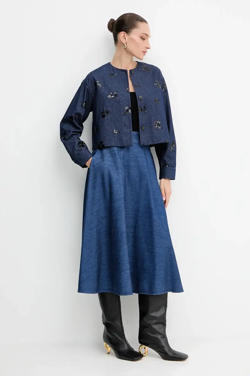 blazer jeans Emme by Marella colore blu navy 2525046111200 miniatura 2