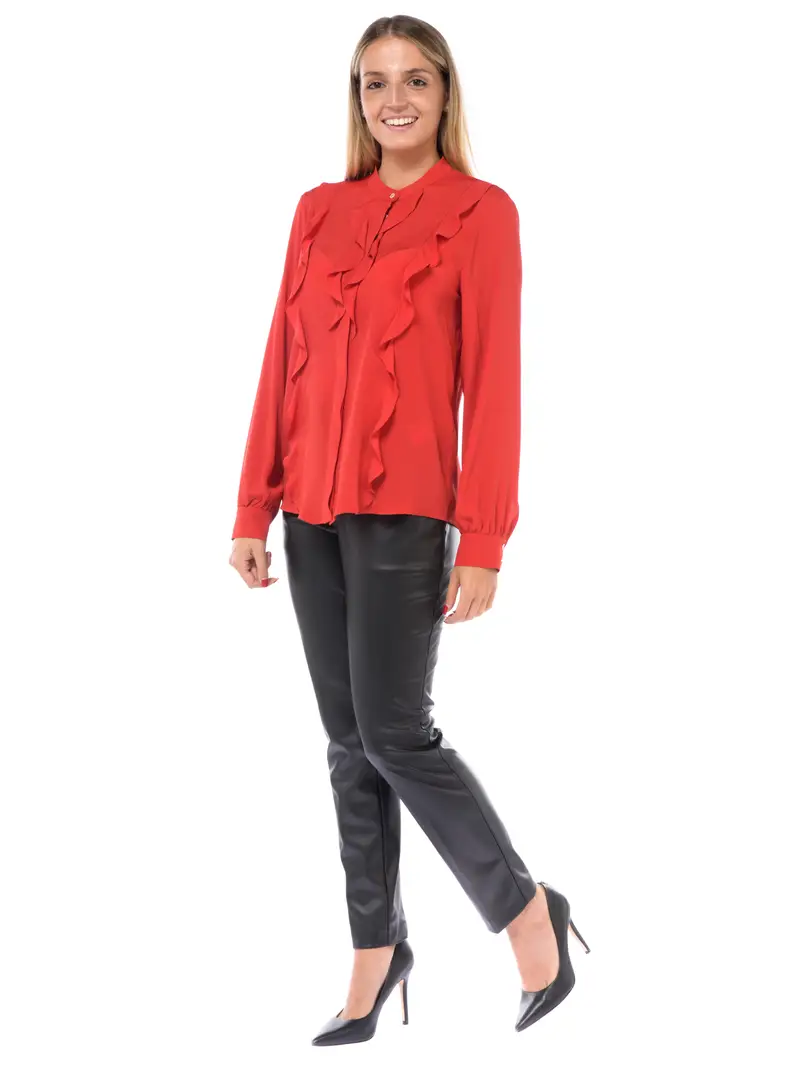 camicia da donna Marella in crepe con jabot Rosso miniatura 2