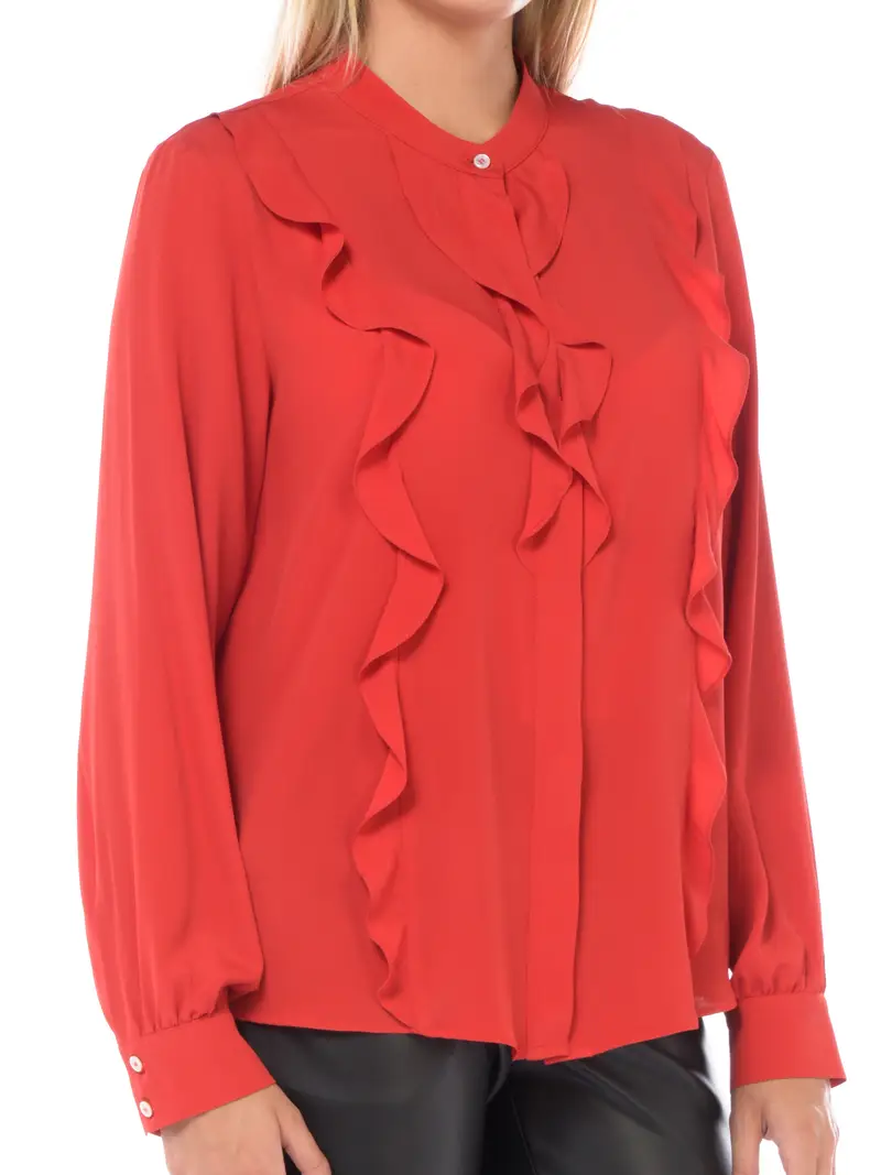 camicia da donna Marella in crepe con jabot Rosso
