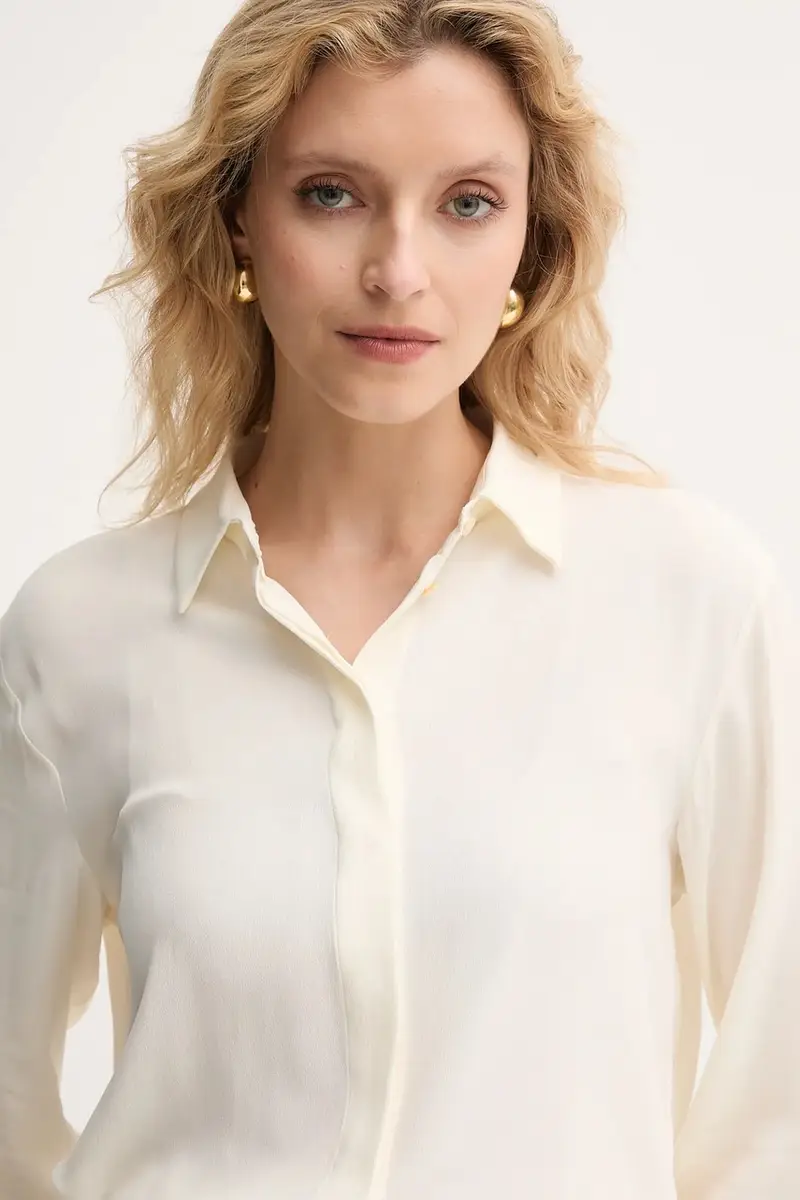 camicia di seta colore beige 2523116071200 miniatura 4