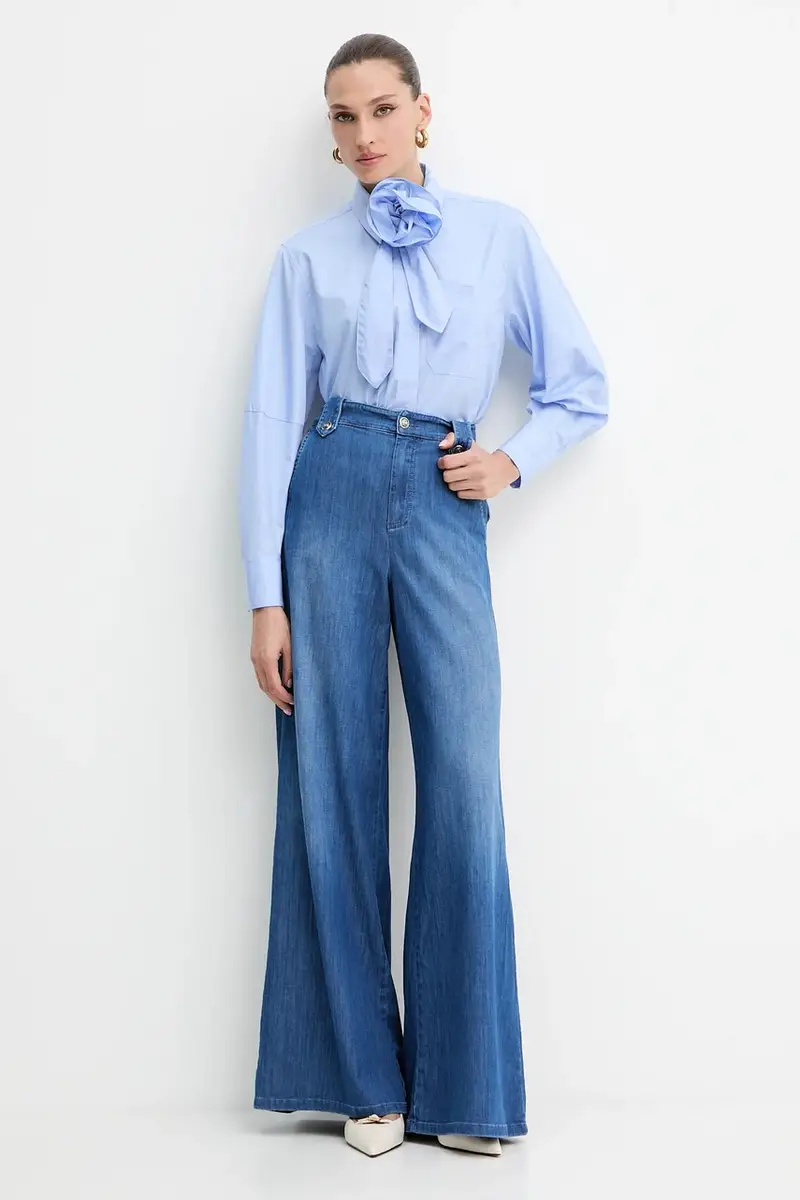 camicia in cotone donna colore blu 2523116084200 miniatura 2