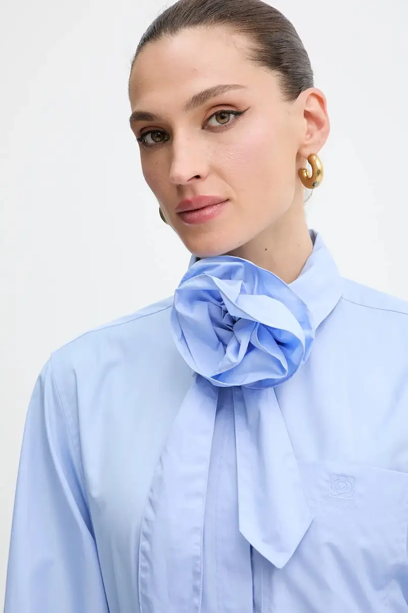 camicia in cotone donna colore blu 2523116084200 miniatura 4