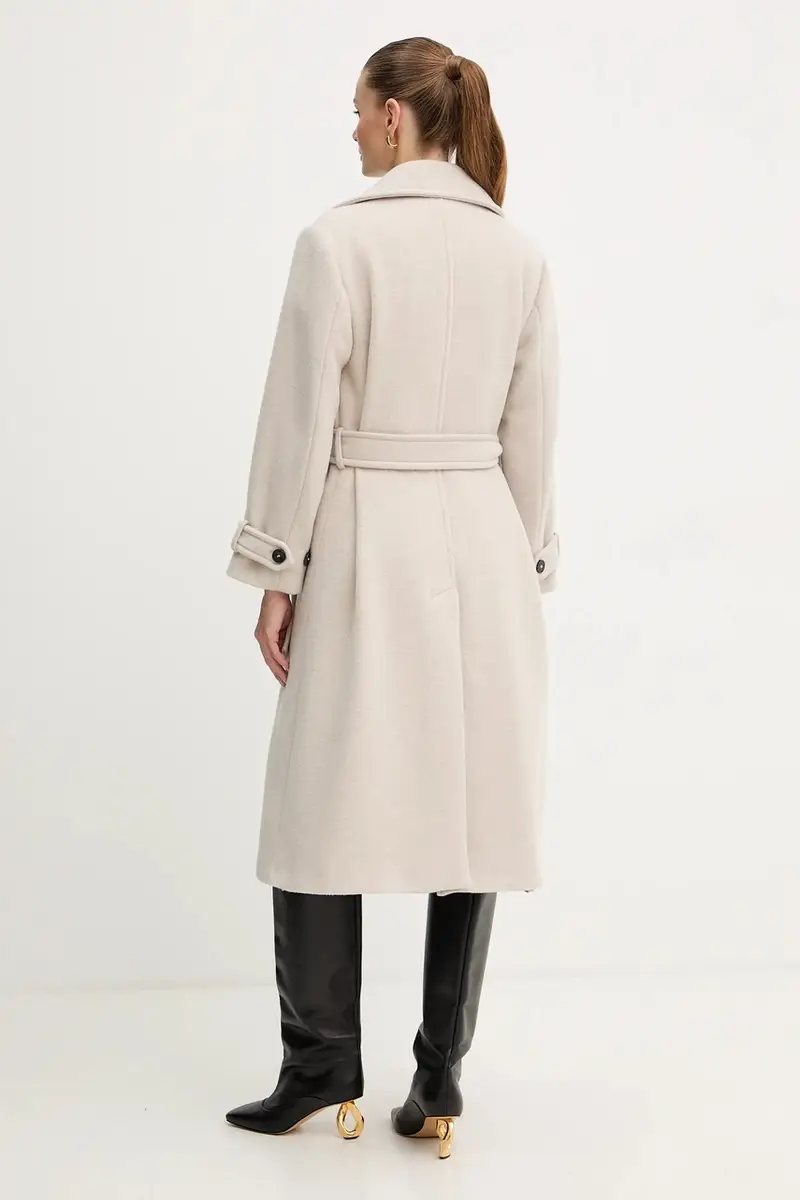 cappotto con lana colore beige 2523016112200 miniatura 3