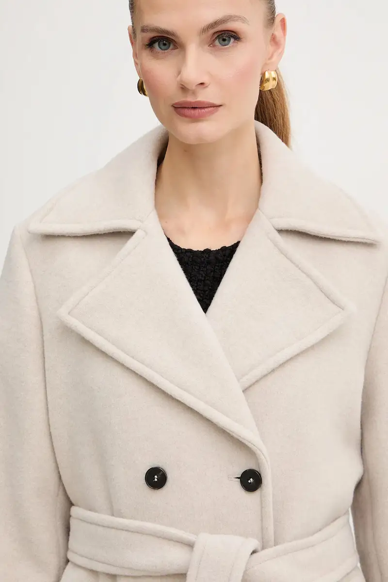 cappotto con lana colore beige 2523016112200 miniatura 4