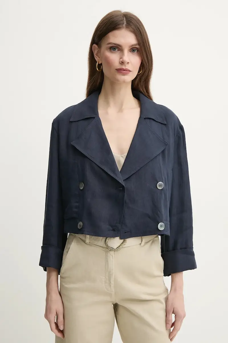 cappotto di lino FLAVIO donna colore blu navy 2513041094200