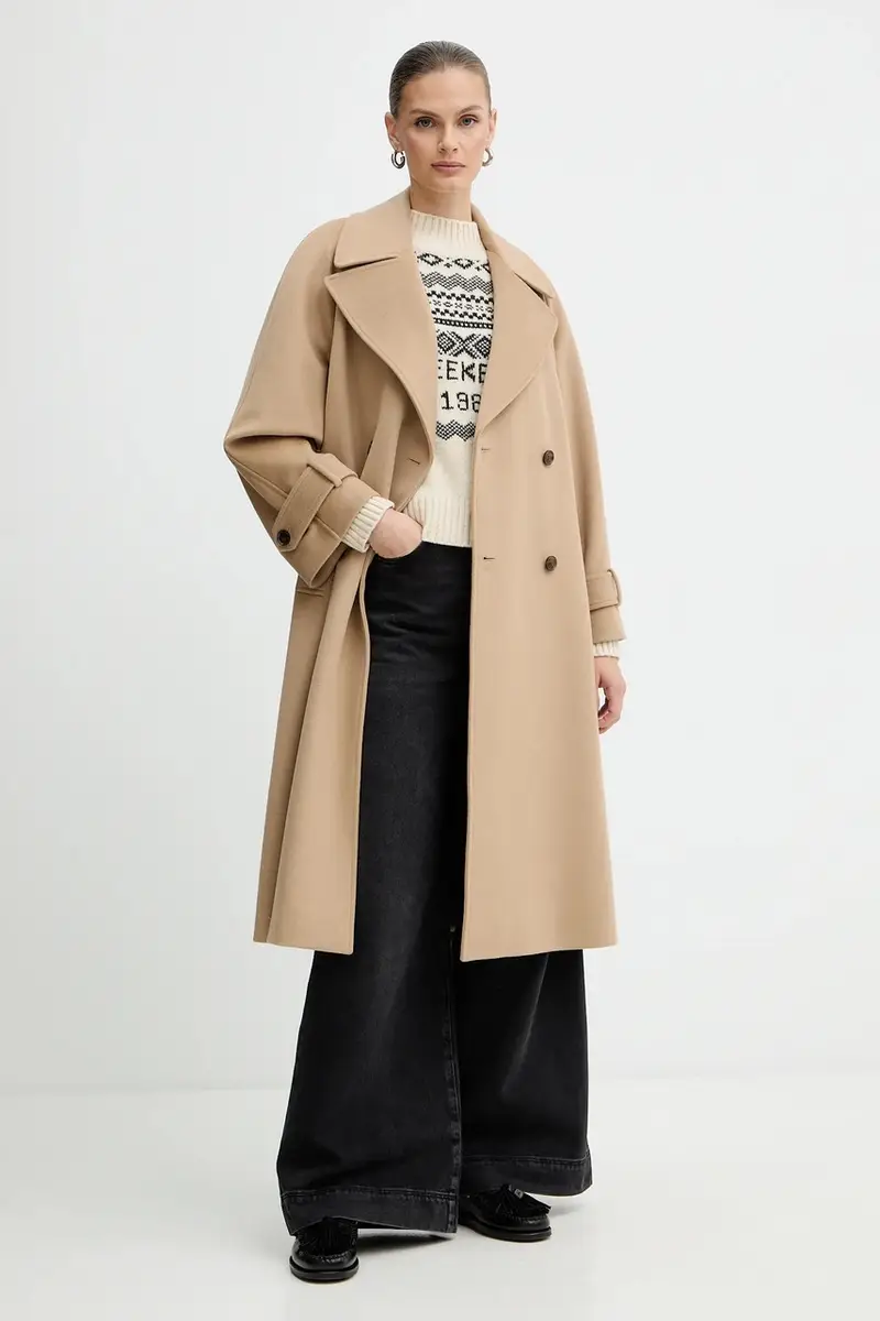 cappotto in lana colore marrone 2523016071200 miniatura 2