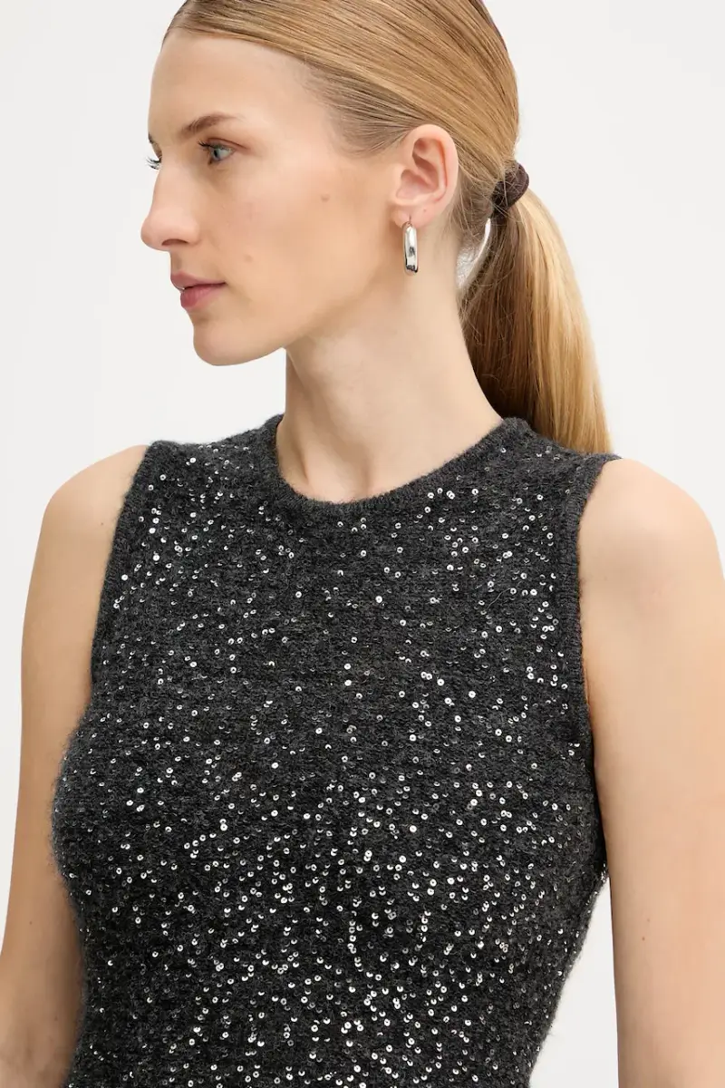 gilet con lana colore grigio 2523366382200 miniatura 4