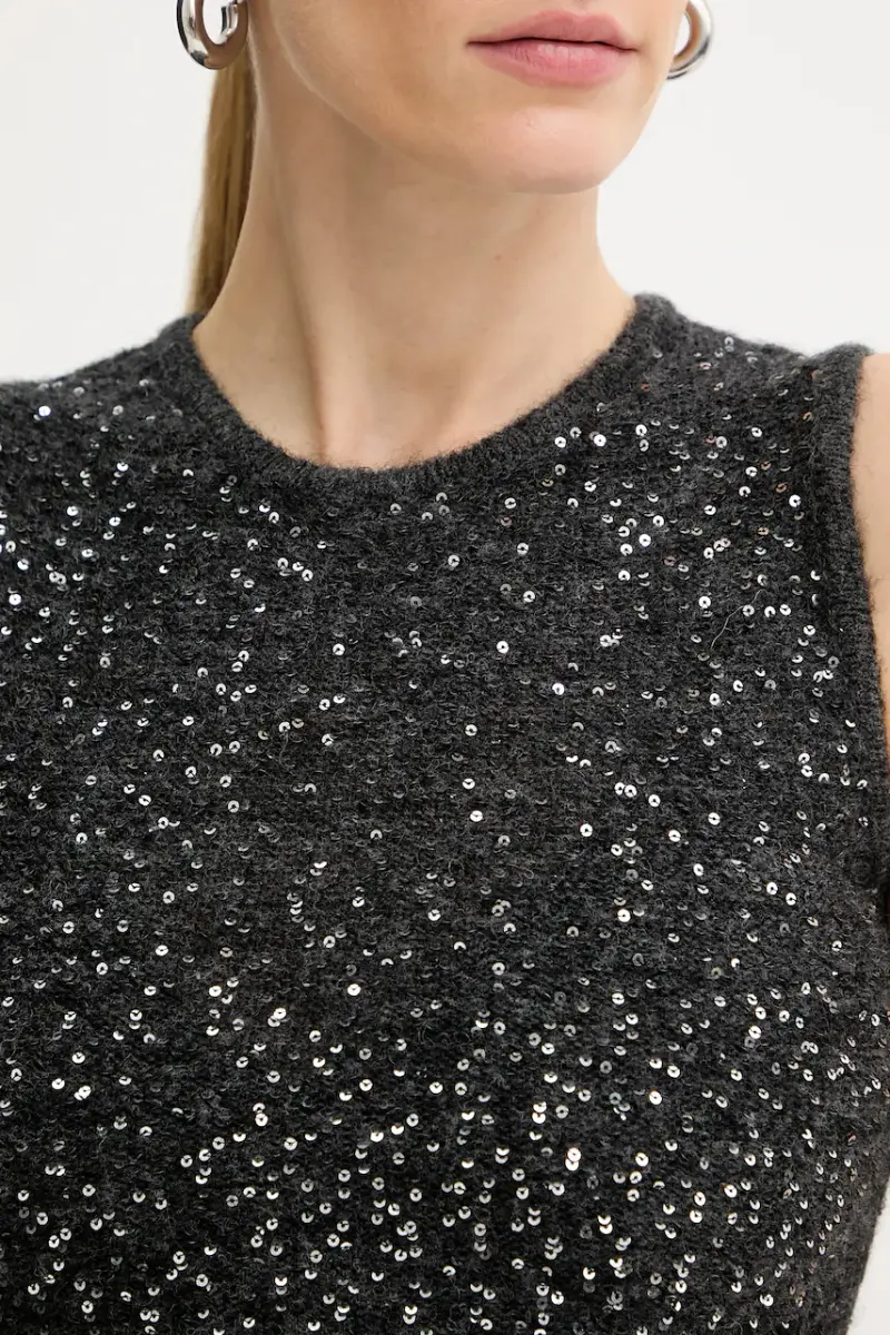 gilet con lana colore grigio 2523366382200 miniatura 5