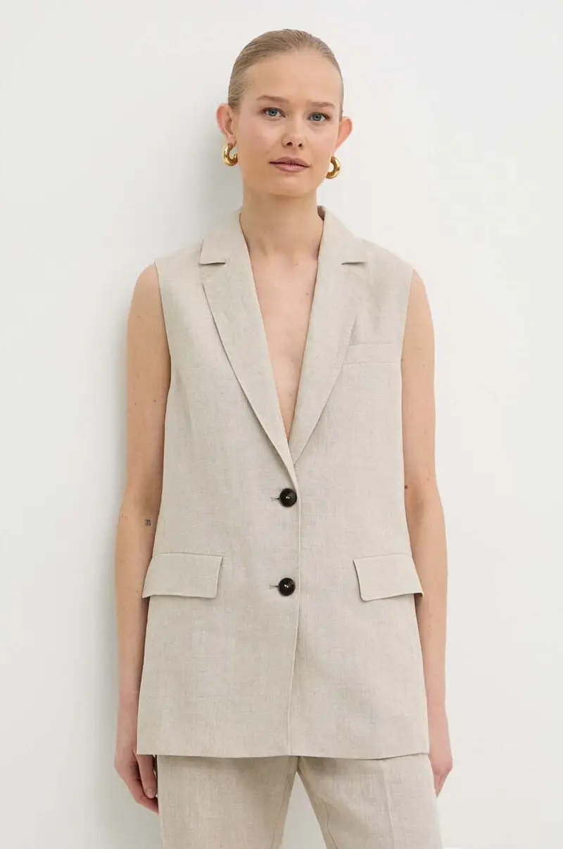 gilet in lino colore beige