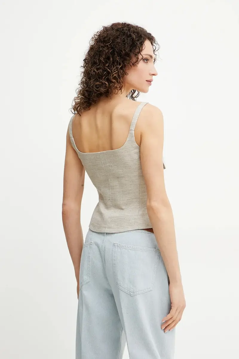 maglietta di lino NICOLAS donna colore beige 2513161042200 miniatura 3