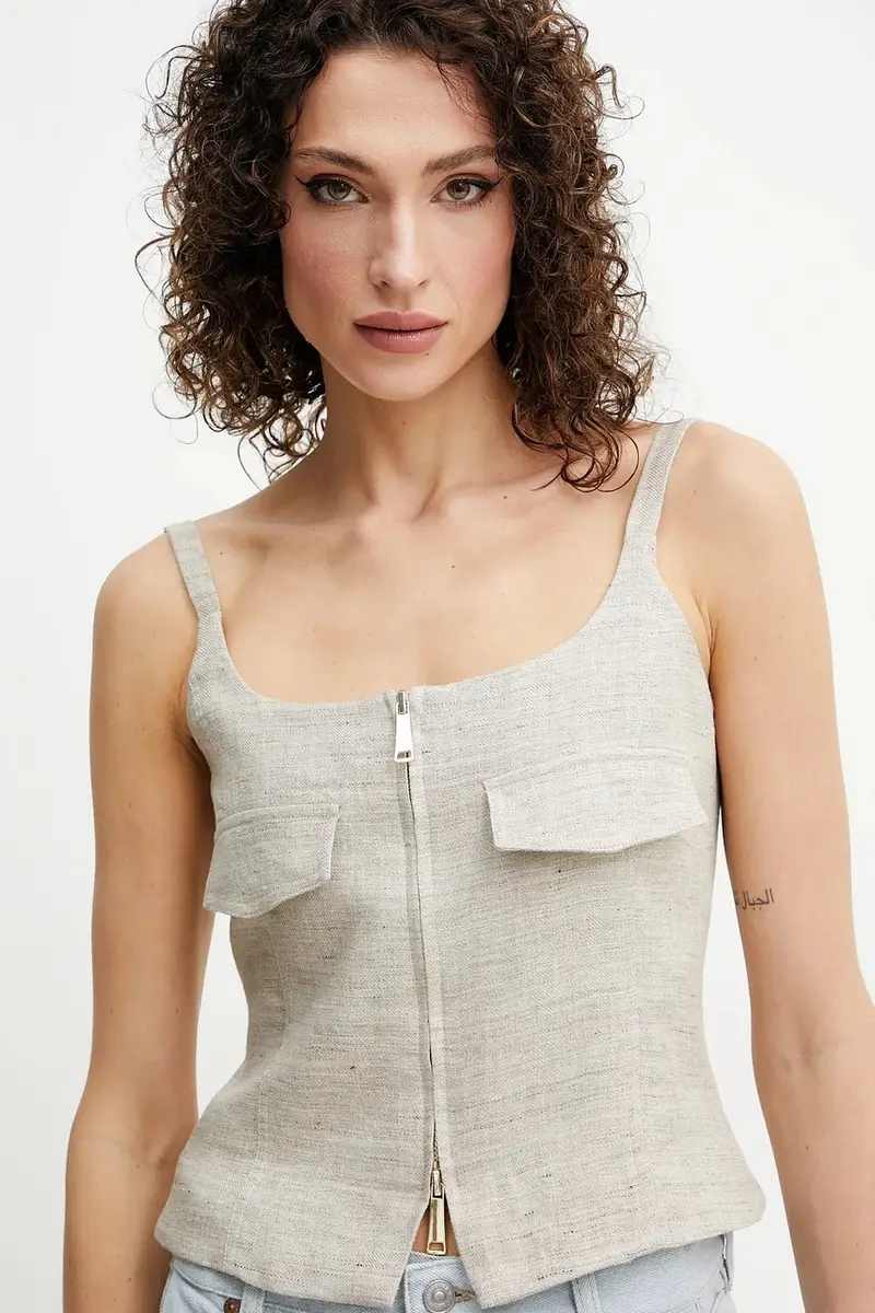 maglietta di lino NICOLAS donna colore beige 2513161042200 miniatura 4