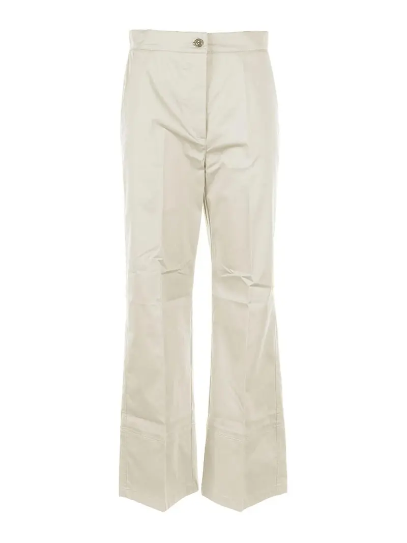 Pantalone A Vita Alta Wide Leg Beige