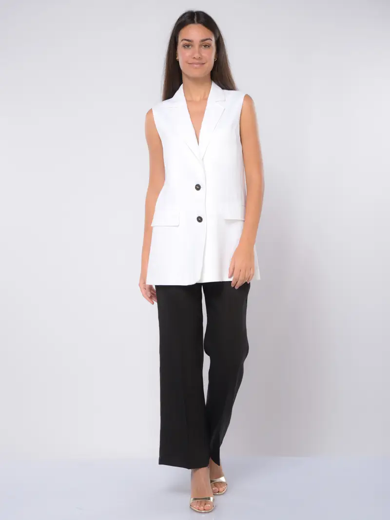 pantalone da donna Marella ampio in lino NERO miniatura 2