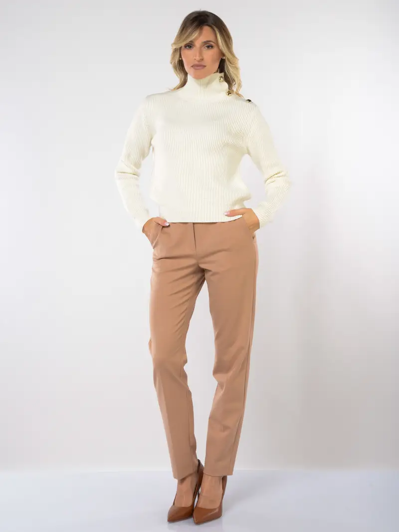 pantalone da donna Marella chino in misto lana BEIGE miniatura 2