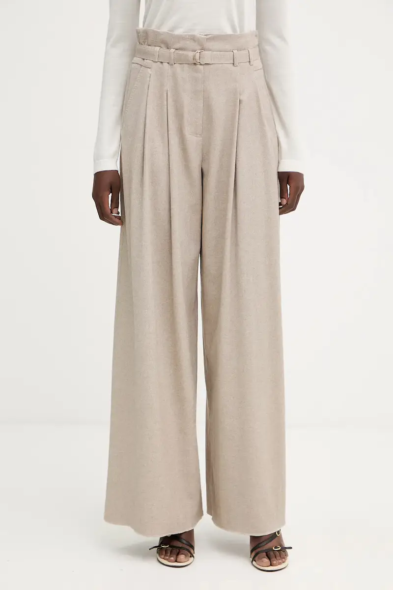 pantaloni con lana colore beige 2523136192200