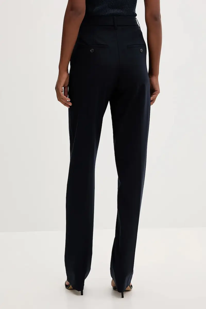 pantaloni in misto lana donna colore blu navy 2523136054200 miniatura 3