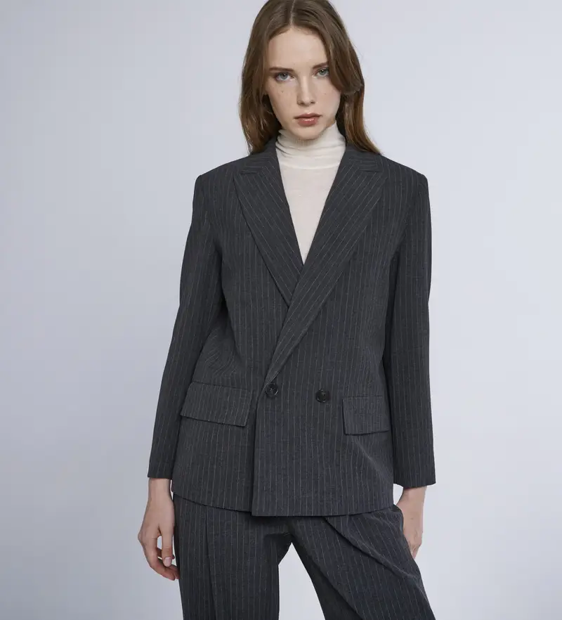 per donna 2423046151200 Giacca Lama grigia (46), Casual, Da sera, Grigio, Classico, Poliestere