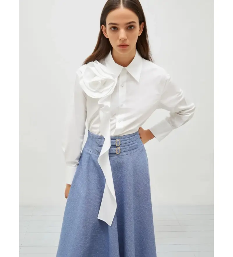 per donna. 2513111101200 Camicia Ketch bianca (38), Bianco, Casual, Cotone, Manica lunga Rosa