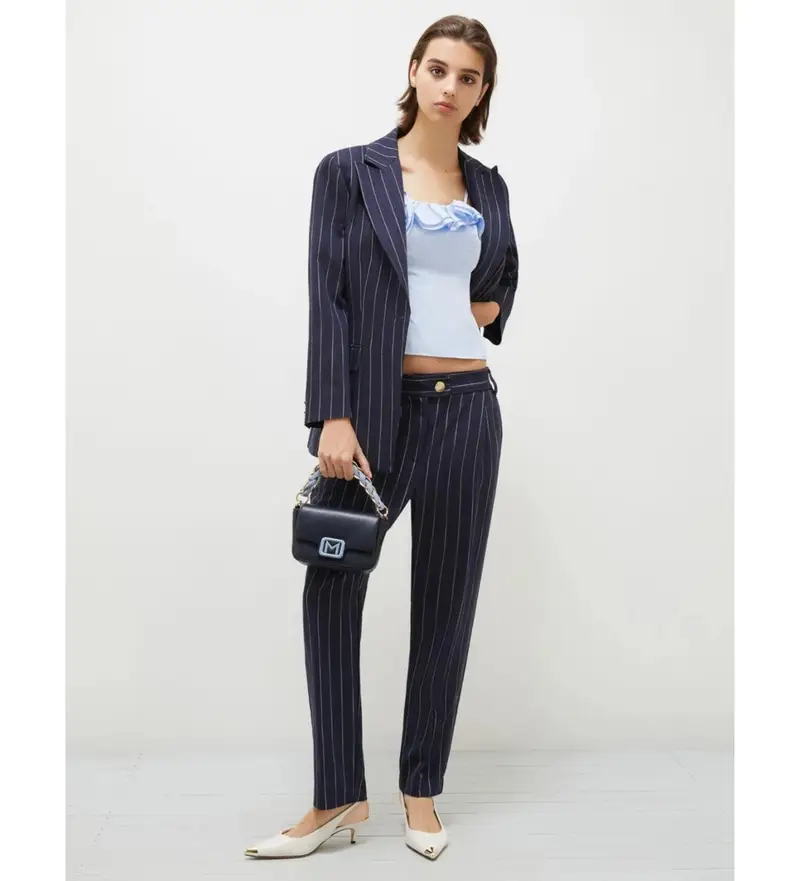 per donna 2513131061200 Pantaloni Rocco blu navy (38), Casual, Da sera, Classico, Viscosa