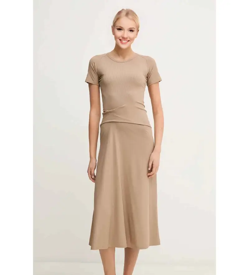 per donna 2513621025200 Abito Norois beige (S), Casual, Viscosa, Manica corta