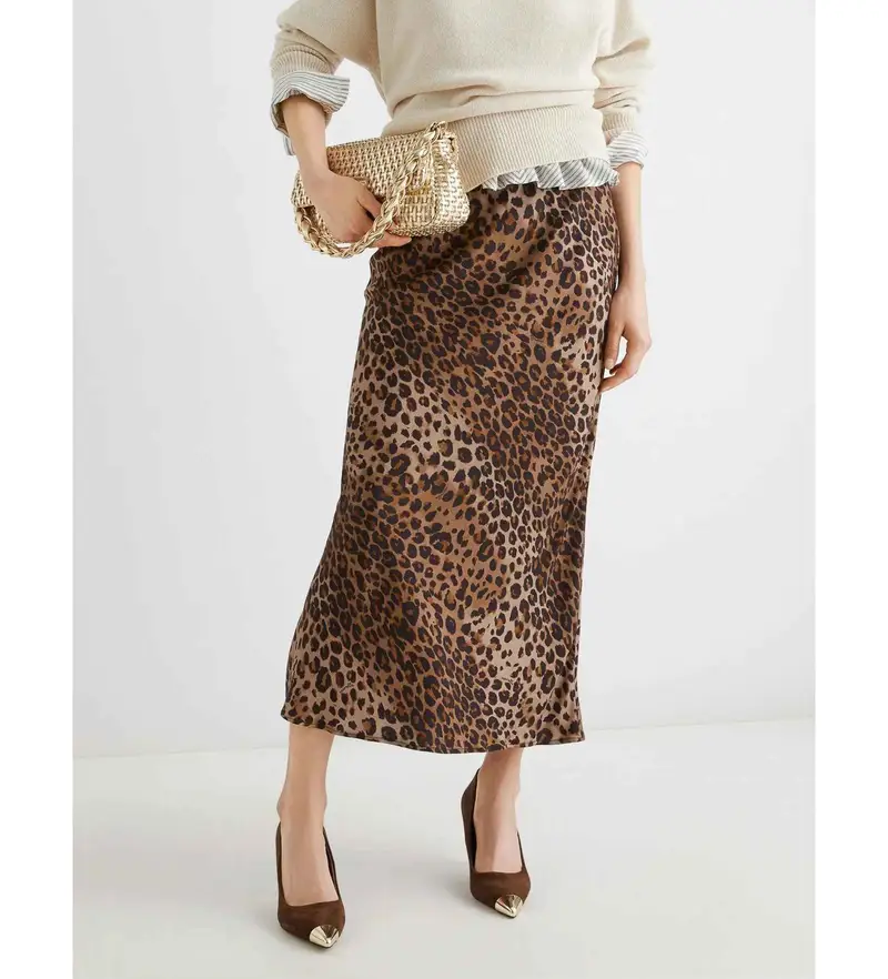 per donna 2523106104200 Gonna lunga con stampa animalier di Albany (38), Animal Print, Viscosa