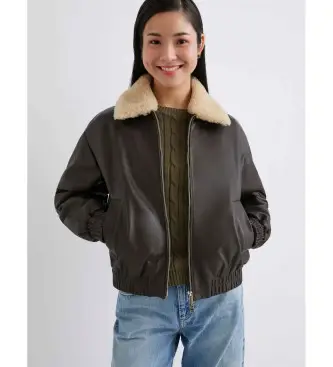 per donna 2523446034200 Bomber in pelle Scandio marrone (42), Casual