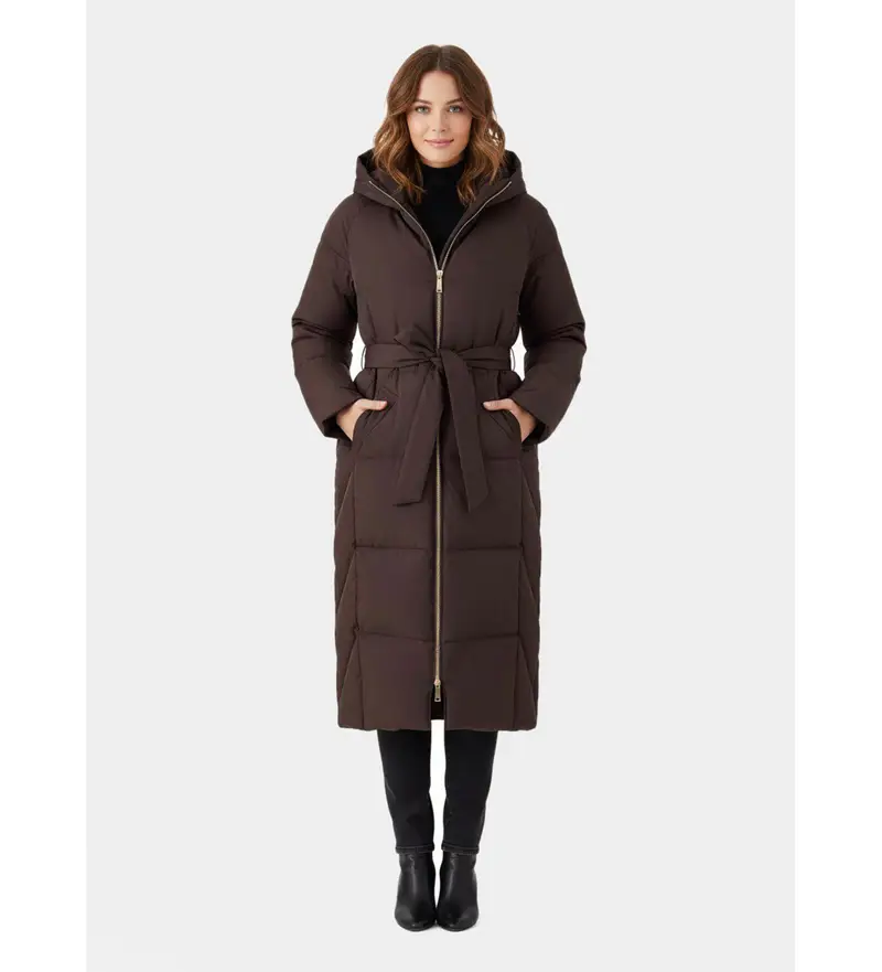 per donna. 2523496064200 Cappotto nero Yole (38), Marrone, Casual, Poliamide