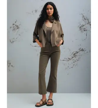 per donna 2613131055200 Pantaloni marroni a zampa (38), Marrone, Casual, Lyocell