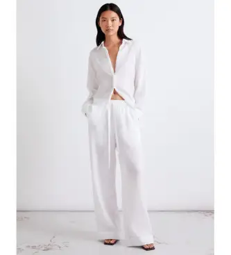 per donna 2613131084200 Pantaloni bianchi Mlsuomo (38), Bianco, Casual, Lino