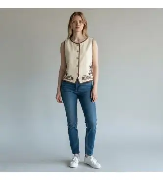 per donna 2613151012200 Gilet in lino beige Mllaerovia (38), Casual