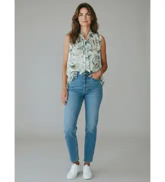 per donna 2613161202200 Top svasato in crêpe bianco e multicolore di Millfatuo (38), Casual, Viscosa, Senza maniche / cinghie