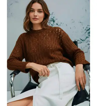 per donna 2613361155200 Maglia marrone Mlmfiorire (S), Casual, Cotone biologico, Sostenibile