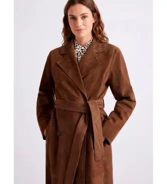 per donna 2613441091200 Trench in pelle scamosciata marrone Mlloblare (38), Casual, Camoscio