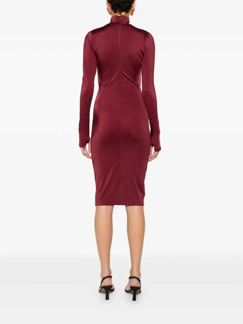 Abito con Dettaglio Cut Out e Inserti Dorati Bordeaux miniatura 2