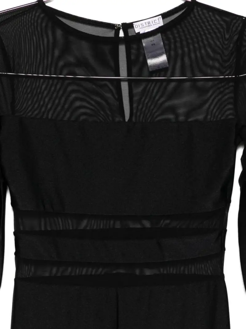 Tuta con Inserti in Rete e Dettaglio a Goccia Nero miniatura 2