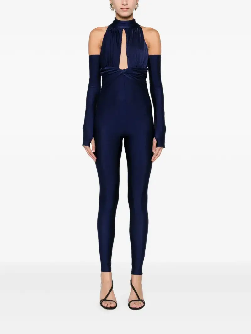 Tuta con Spalle Scoperte e Dettaglio Attorcigliato Blu