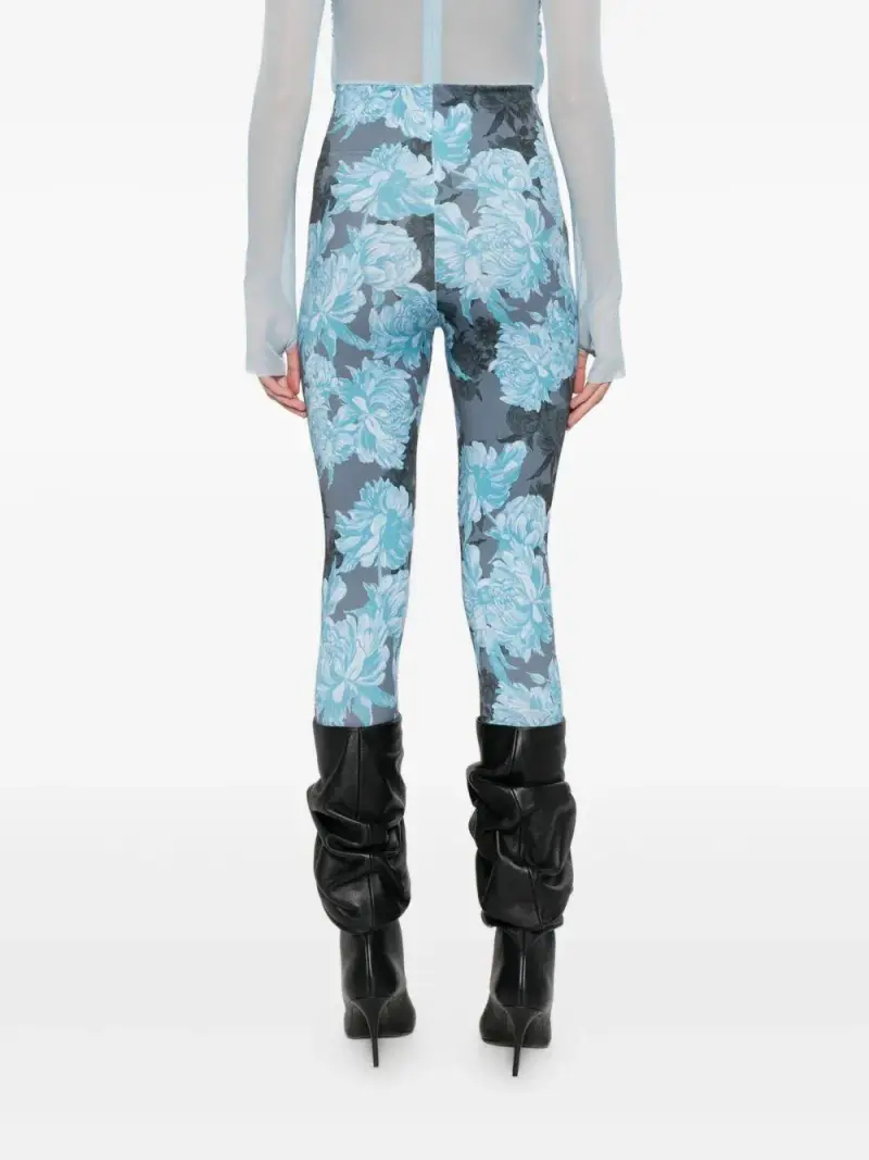 Tuta Lunga a Stampa Floreale con Collo Alto Celeste miniatura 3