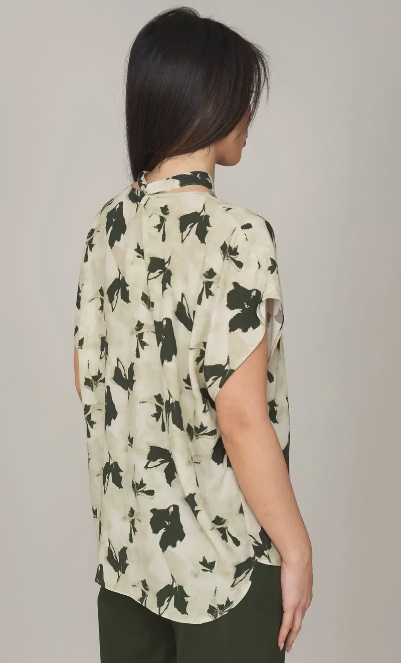 Blusa maria bellentani con stampa floreale e sciarpa - speziata, colore sabbia miniatura 2