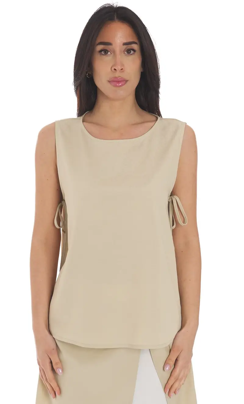 Canotta maria bellentani con lacci nei lati - mirto, colore sabbia