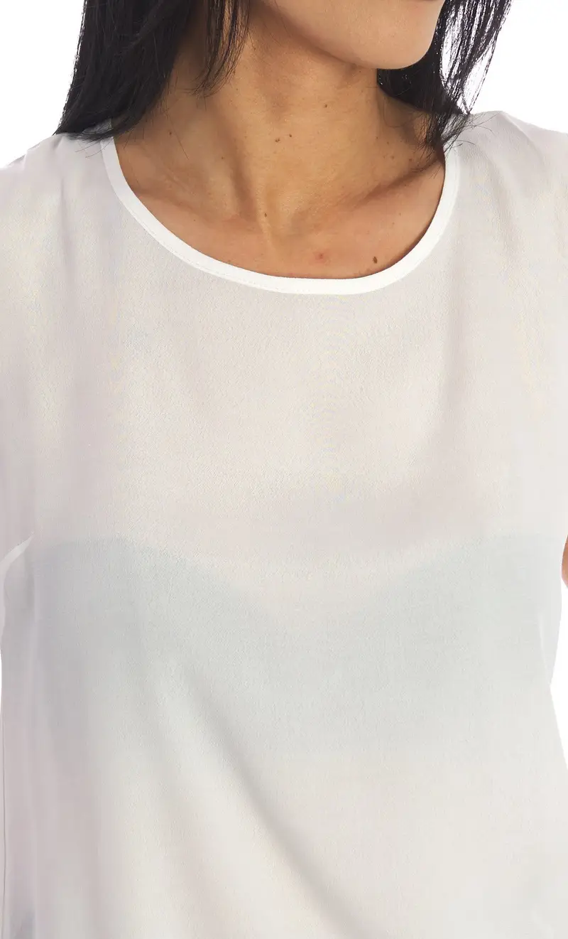 Canotta maria bellentani con scollo a goccia sulla schiena, colore bianco miniatura 2