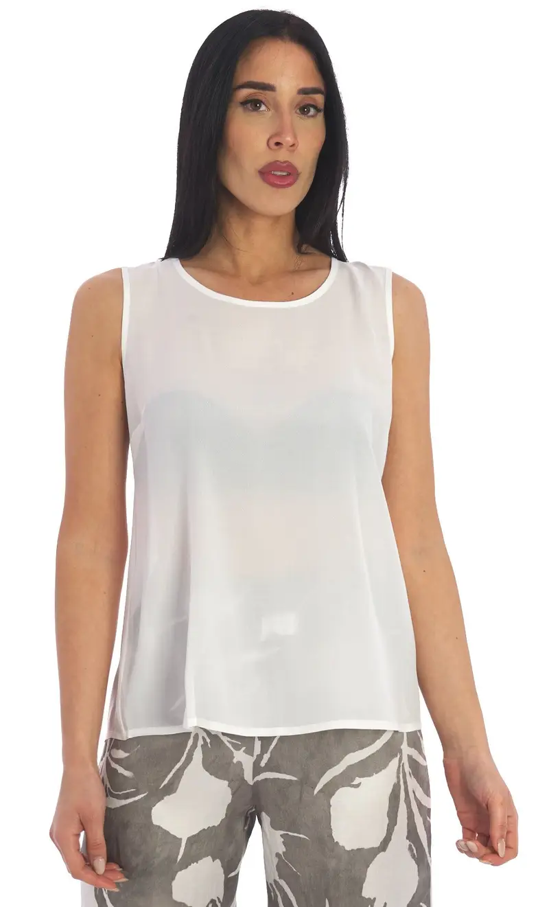 Canotta maria bellentani con scollo a goccia sulla schiena, colore bianco