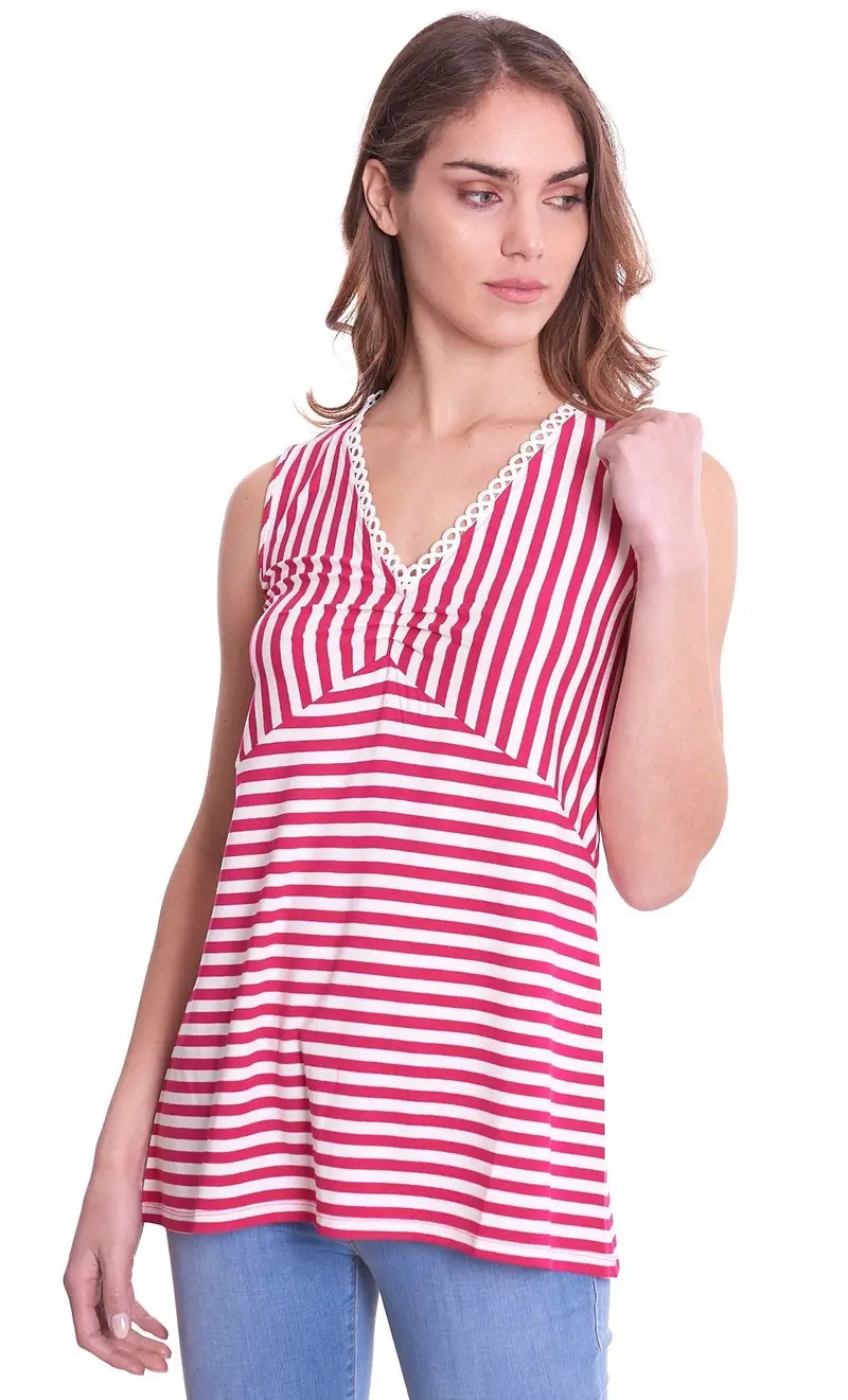 Canotta maria bellentani rigata, colore rosso