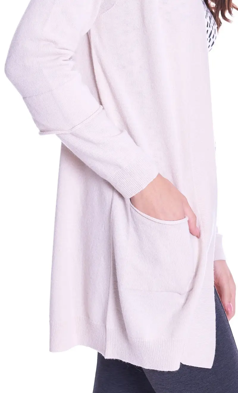 Cardigan aperto maria bellentani beige, colore beige miniatura 2