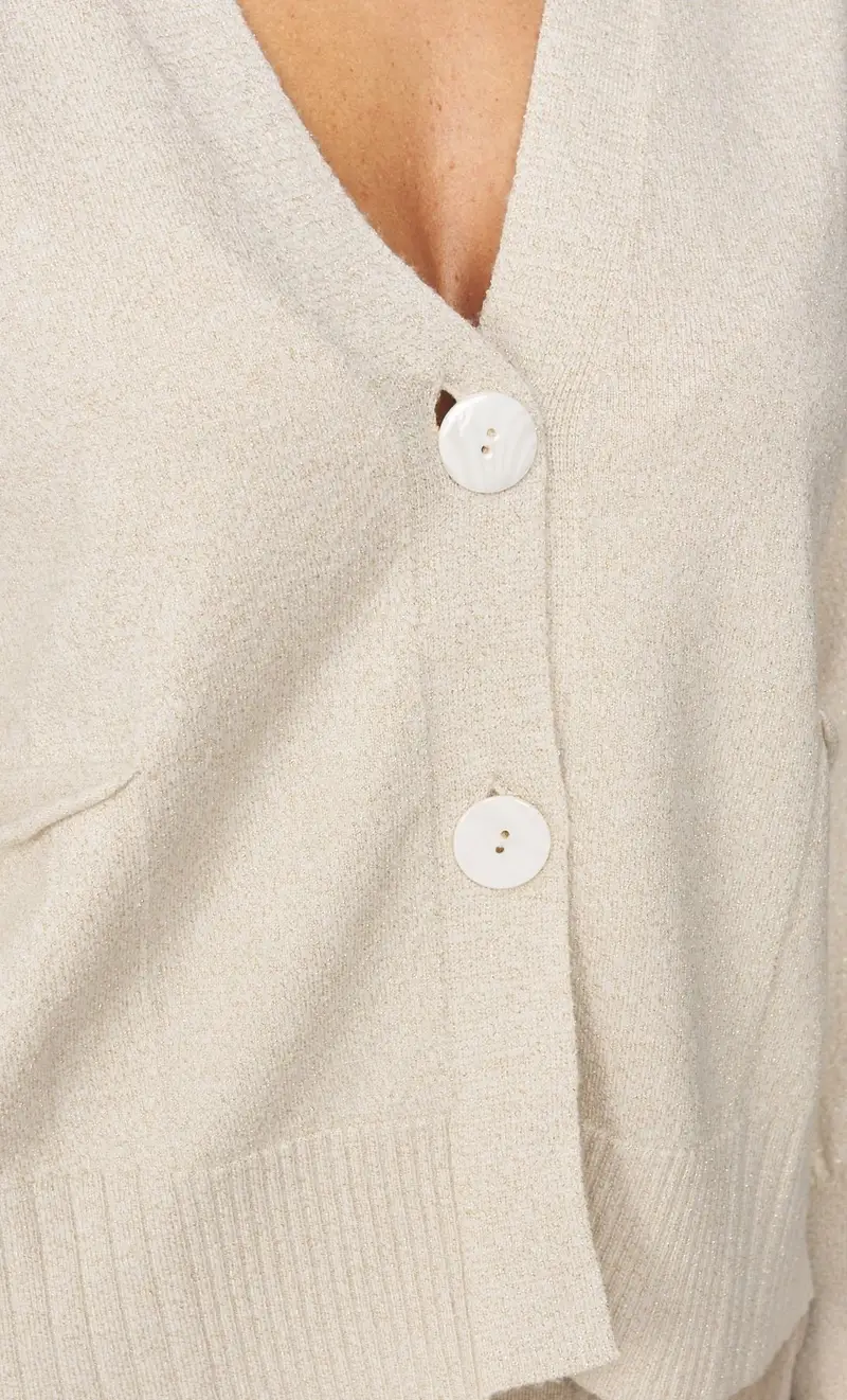 Cardigan maria bellentani in lurex - belfast, colore panna miniatura 2