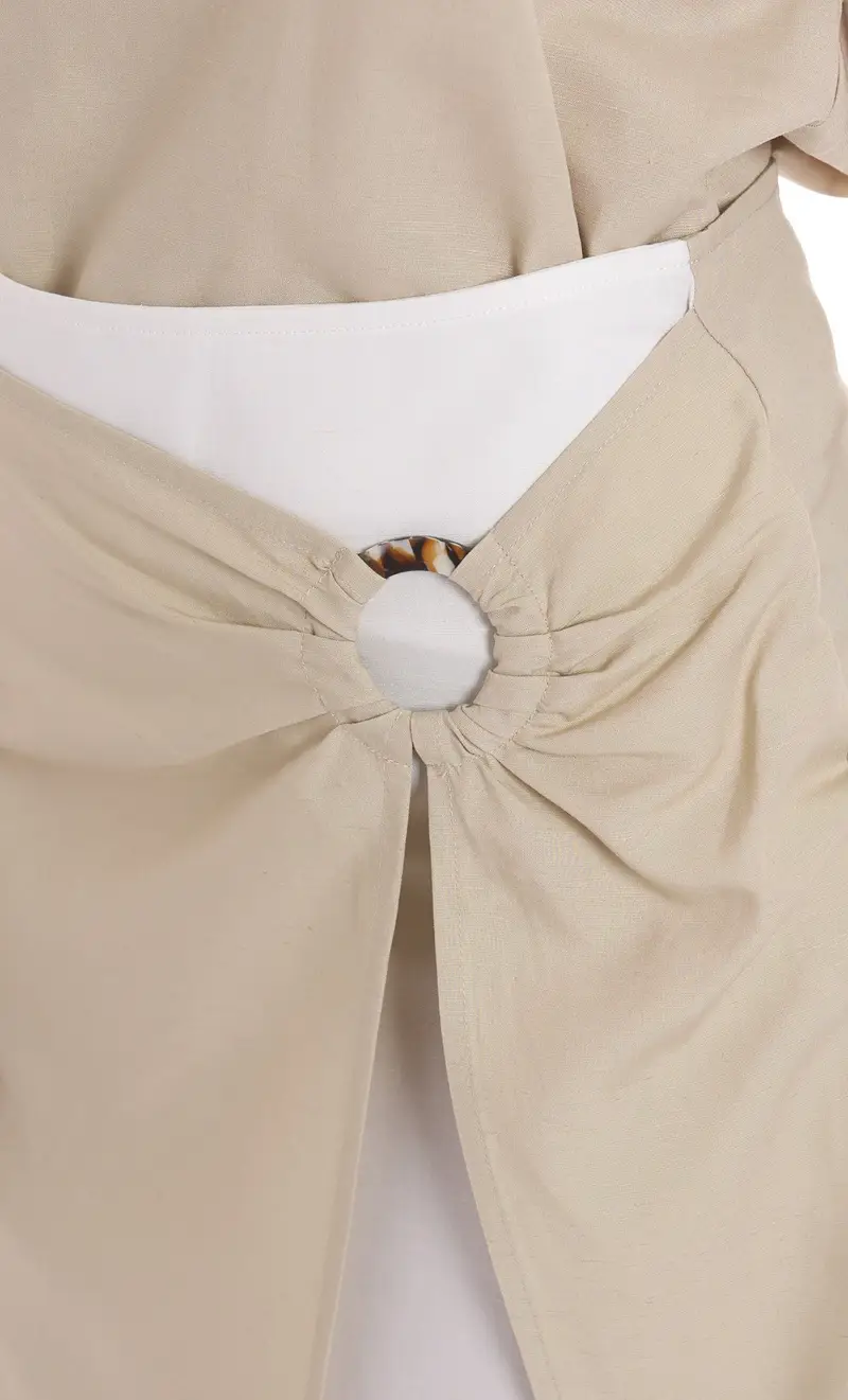 Gonna bicolore maria bellentani con anello - heliconia, colore sabbia miniatura 2